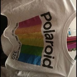 white long sleeved polaroid cropped top